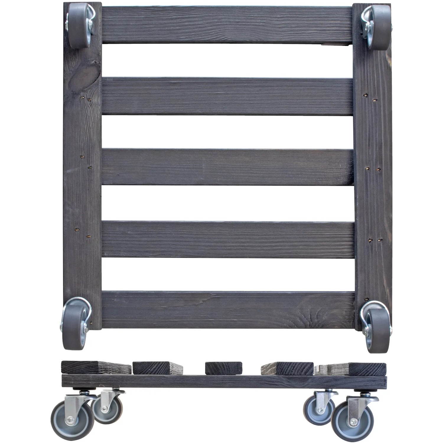 Wagner Multi Roller GH 0412, anthrazitfarbener Pflanzenroller aus Holz mit Rollen, Tragkraft 120 kg.