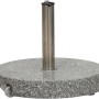 Siena Garden Schirmständer aus grauem Granit, 40 kg, mit Edelstahlrohr und Rollen.