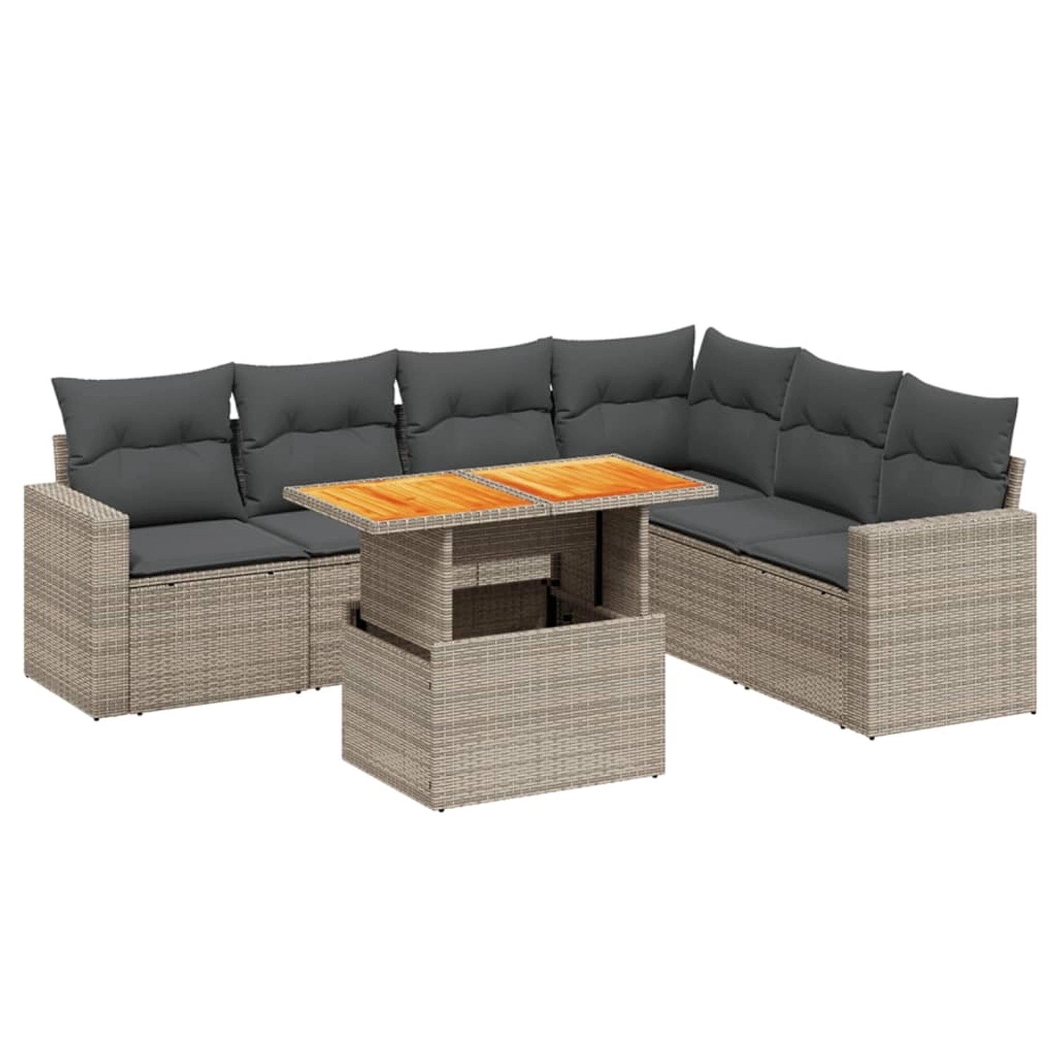 vidaXL 7-Tlg Garten-Sofagarnitur mit Kissen Grau Poly Rattan 3271333 günstig online kaufen