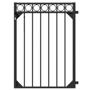 Metallzaun Einzeltor Circle, anthrazit, 120x96,5 cm. Gartentor mit Kreisornamenten.