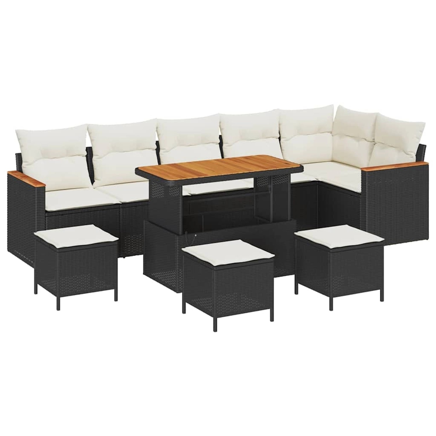 vidaXL Garten-Sofa-Set mit Kissen 10-Tlg Schwarz Poly Rattan 3363070 günstig online kaufen