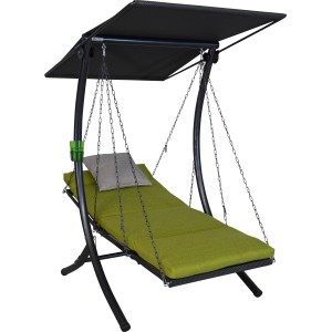 Angerer Hollywoodschaukel Swing Smart Lime, 1-Sitzer mit Sonnendach und grüner Auflage.