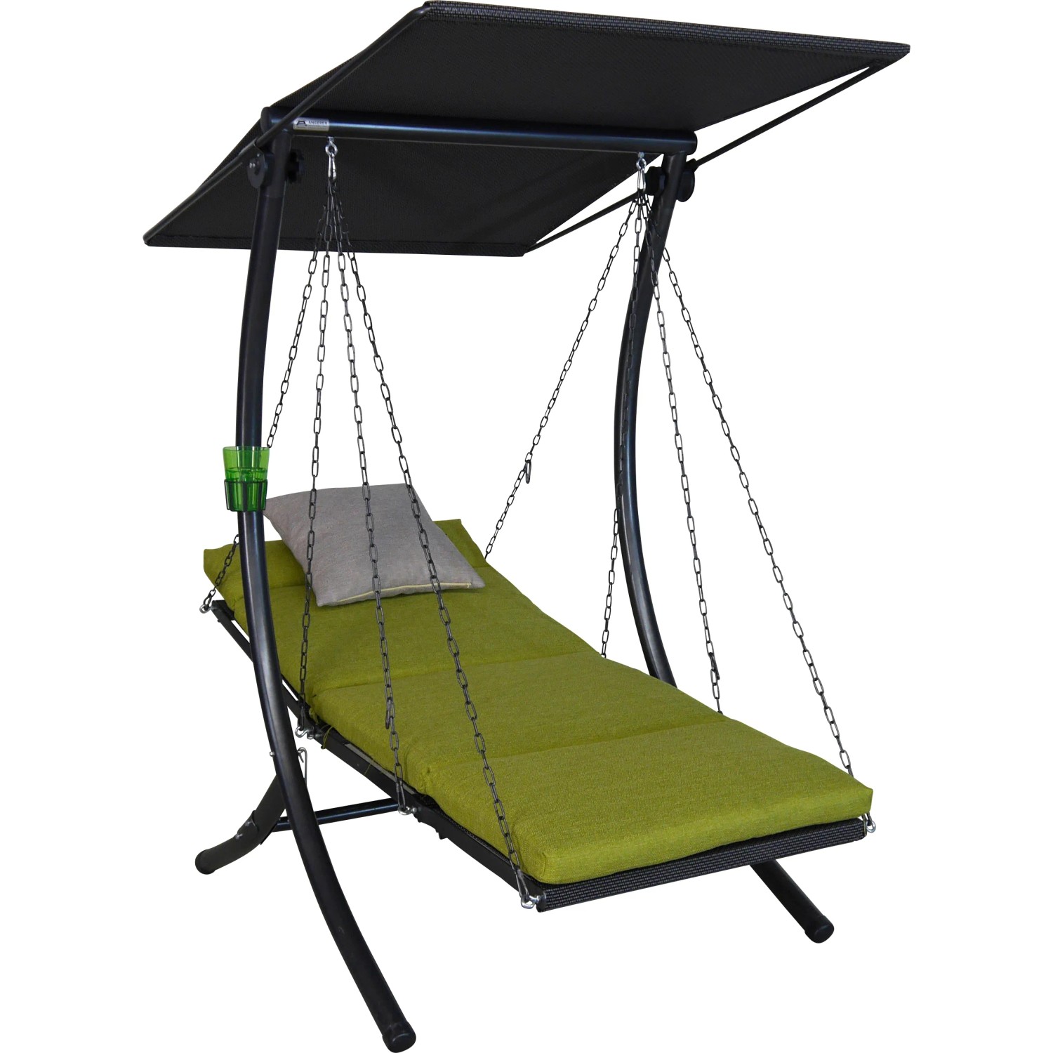 Angerer Hollywoodschaukel Swing Smart Lime, 1-Sitzer mit Sonnendach und grüner Auflage.