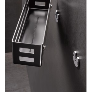 Keuco Duschkorb, 32 cm, abnehmbar, in Schwarz-Matt, zur Wandmontage im Badezimmer.