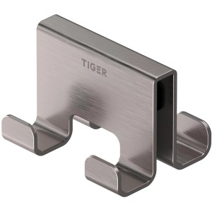 Tiger Handtuchhaken Caddy für Duschkabine, Edelstahl gebürstet, doppelt.