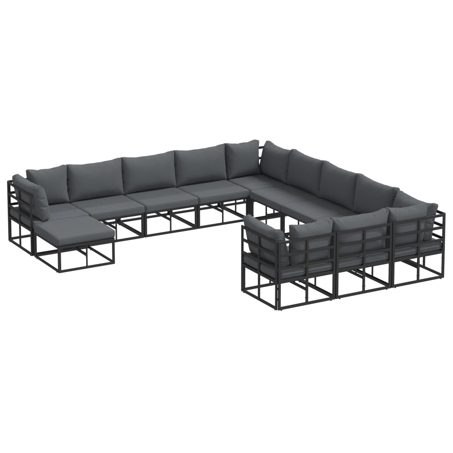 vidaXL Garten-Sofa-Set 12-Tlg Schwarz Aluminium 3378942 günstig online kaufen