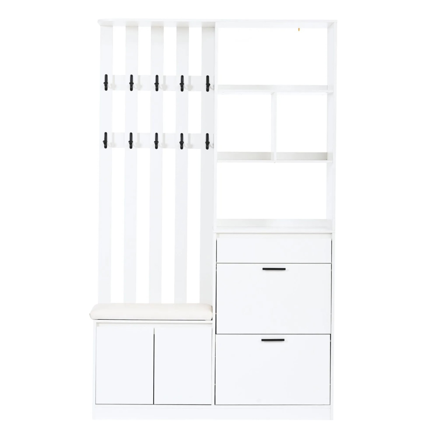 Merax Flurgarderobe 120x30x200cm Schuhbank Weiß MDF