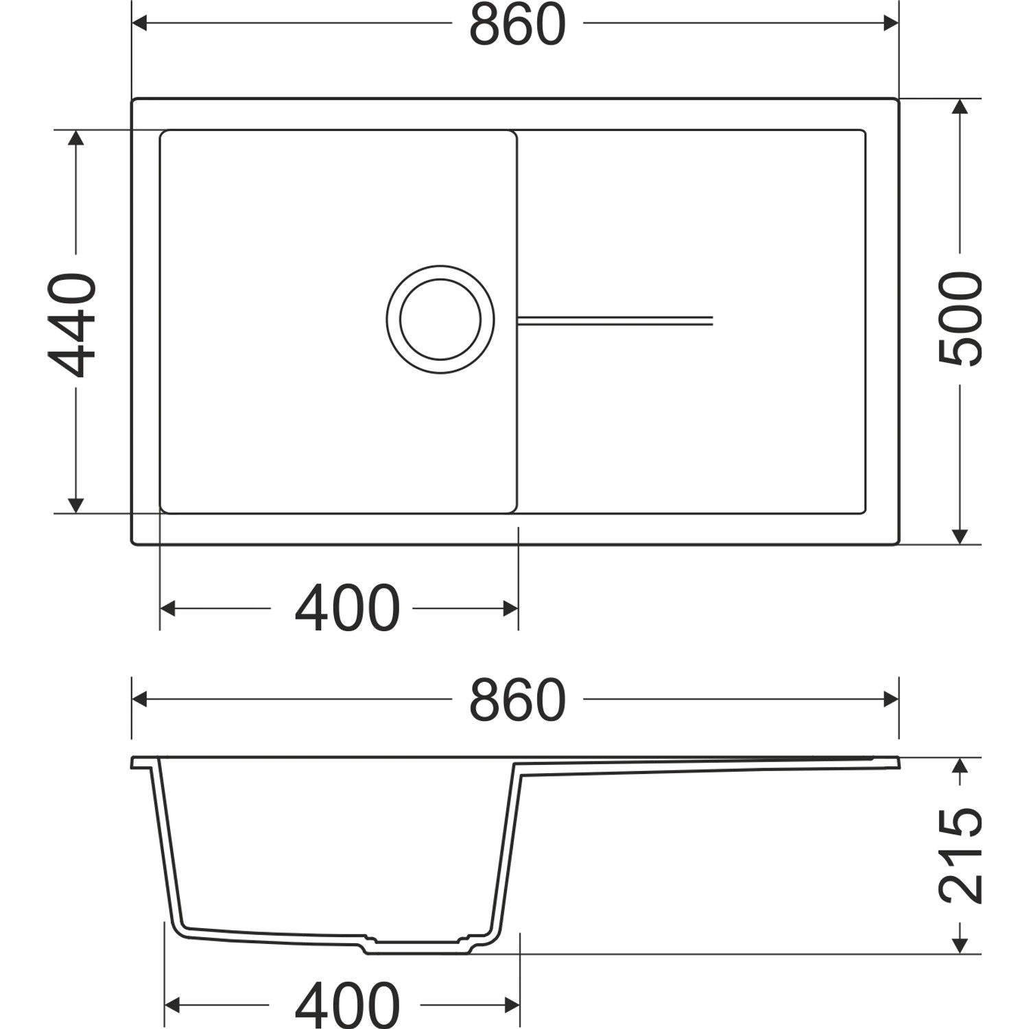 MILOSEN Unterbau-Küchenspüle Aus Granitverbund – Weiß, 71,1x45,7x22,9 Cm, Mit Sieb & Bodengitter