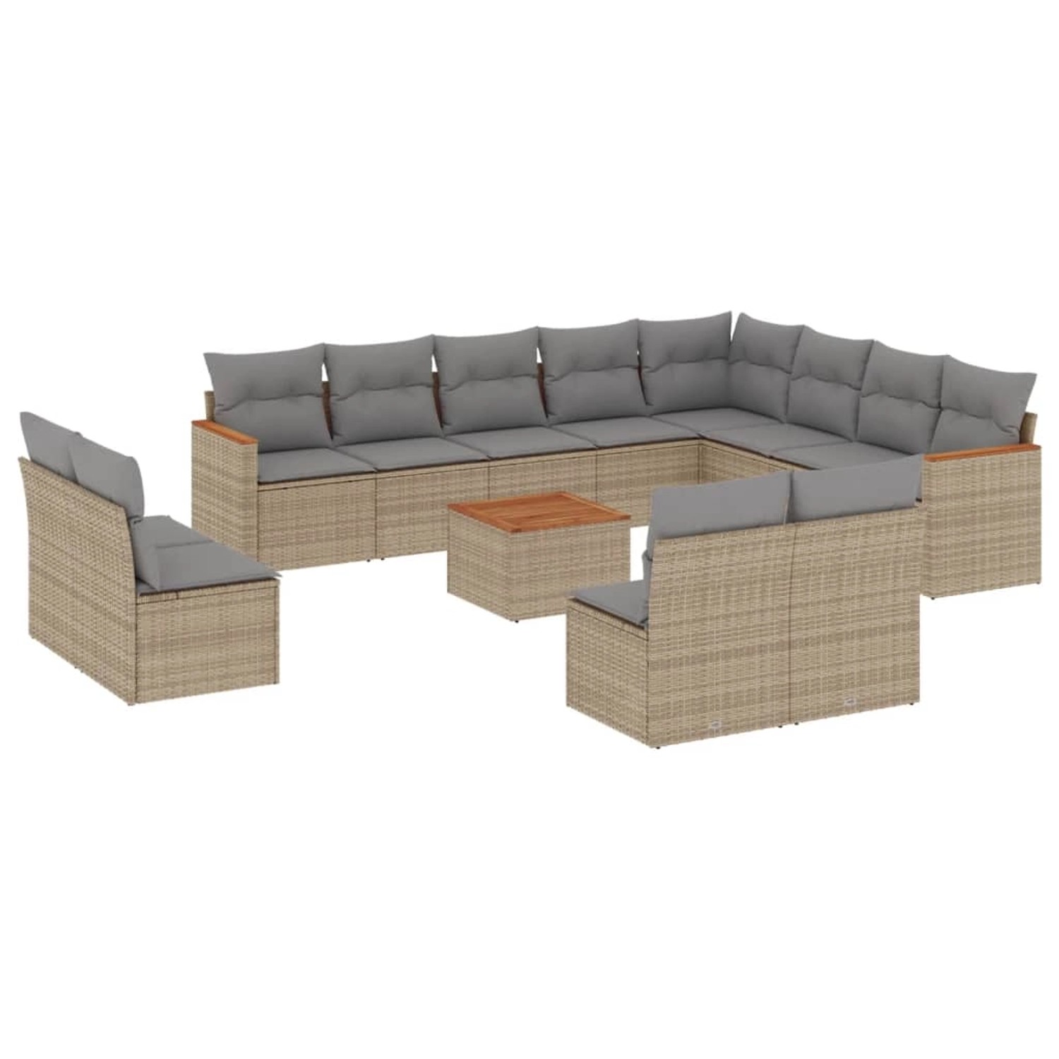 vidaXL 13-Tlg Garten-Sofagarnitur mit Kissen Beige Poly Rattan 3226479 günstig online kaufen