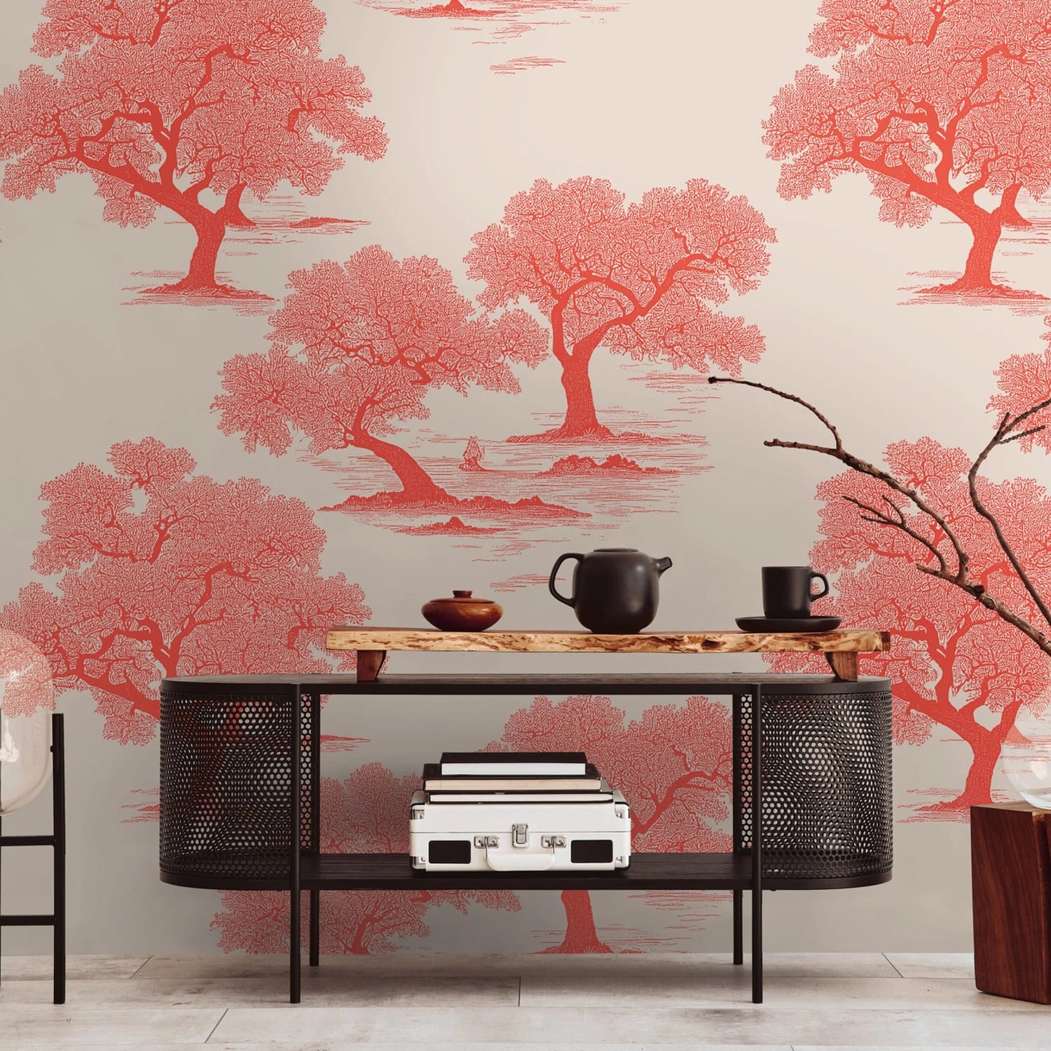PROFHOME 398761-GU Fototapete Asiatisch Matt Rot Weiß 1,59 m x 2,8 m 0,53 m günstig online kaufen