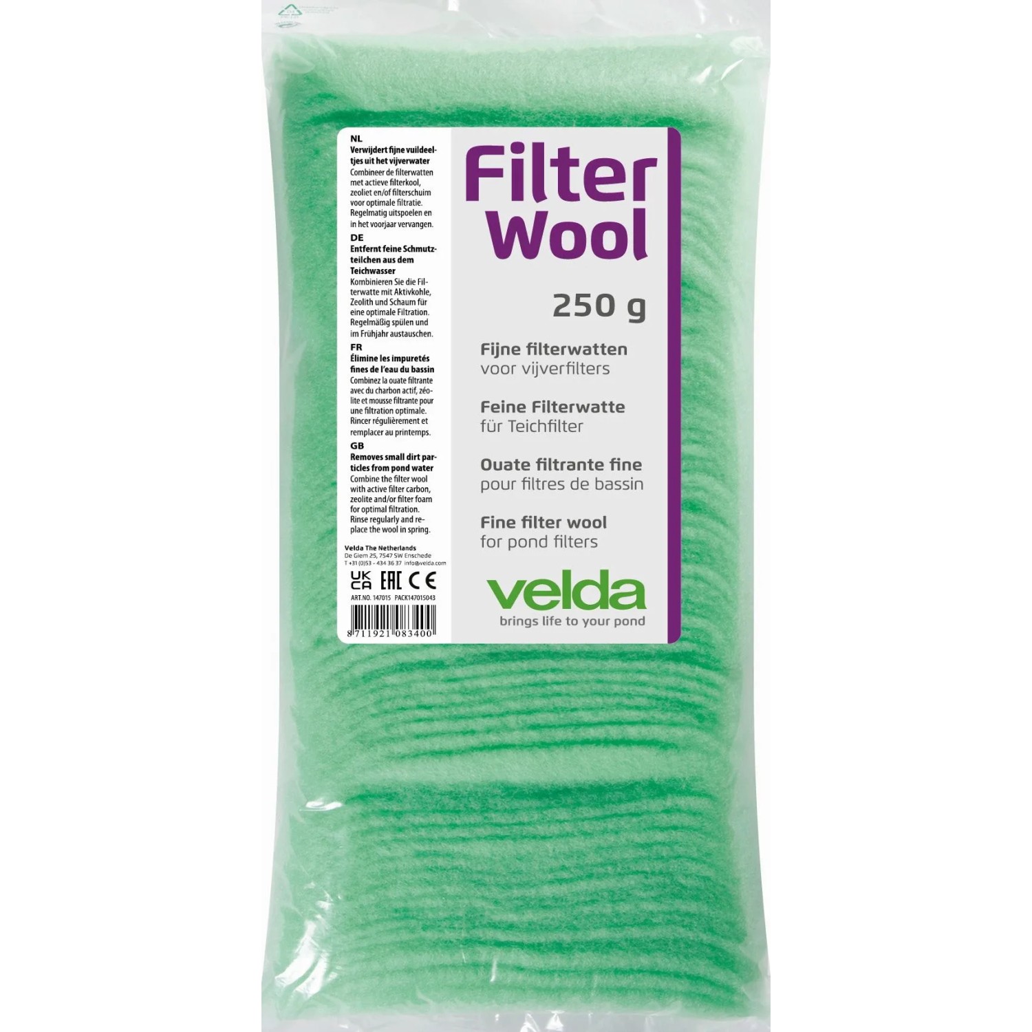 Velda Teich Filterwatte Pond Filter Wool Grün 250 G