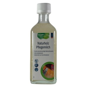Biopin Naturholz-Pflegemilch 0,25 l im Glasflakon für Holzpflege & Möbelpflege.
