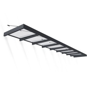 Palram Canopia Vordach Sophia XL, 8,5 m, schwarz-transparent, für Terrassen & Hauseingänge.