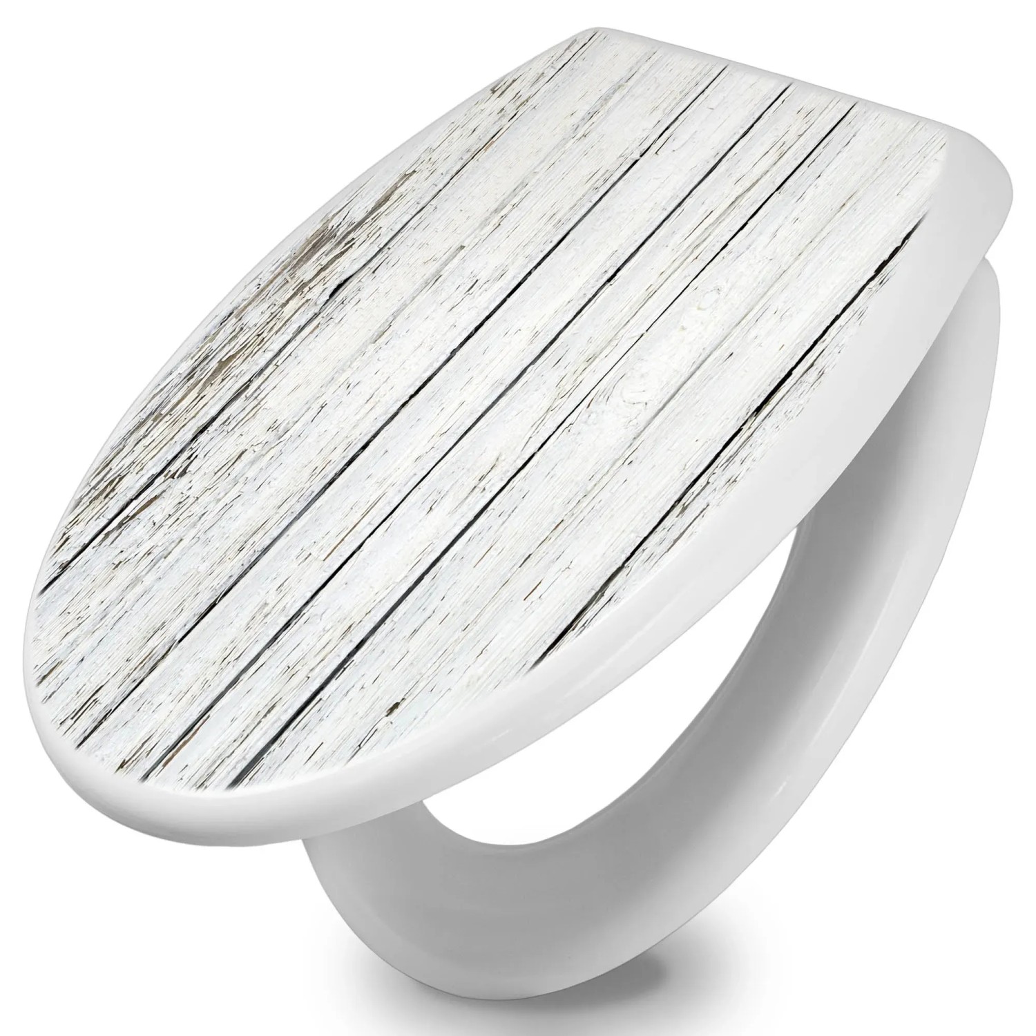 Banjado WC-Sitz mit Absenkautomatik, Motiv Weißer Bretterzaun, aus Duroplast.