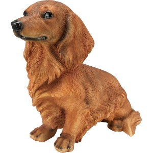 Sitzende Deko-Figur Hund, dunkelbraun, 42x20x34 cm, aus Polyresin für Garten & Terrasse.