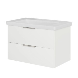 Steinkamp Waschtischunterschrank Living 2.0, schneeweiß glänzend, mit Villeroy & Boch Subway 3.0 Waschtisch.