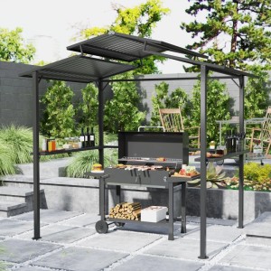 Outsunny Grillpavillon Metall Schwarz 250L x 160B x 250H cm