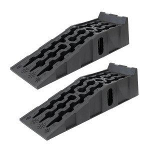 2er Set TRUTZHOLM Auffahrrampen aus Kunststoff, 5t Traglast, mit Überfahrstopper für Autoanhänger.