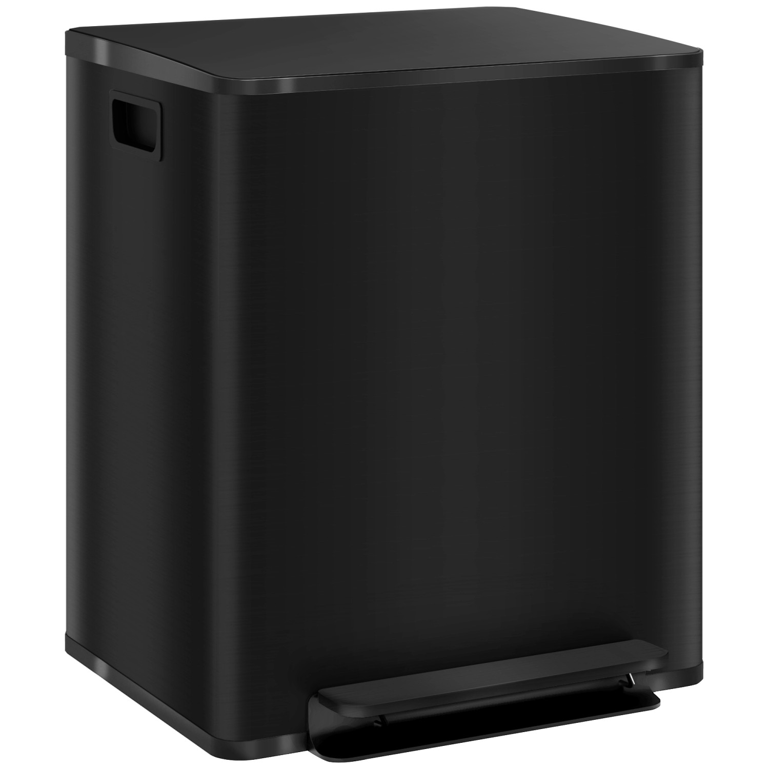 HOMCOM Mülleimer Edelstahl Kunststoff Schwarz 47,7L x 37,5B x 56Hcm günstig online kaufen