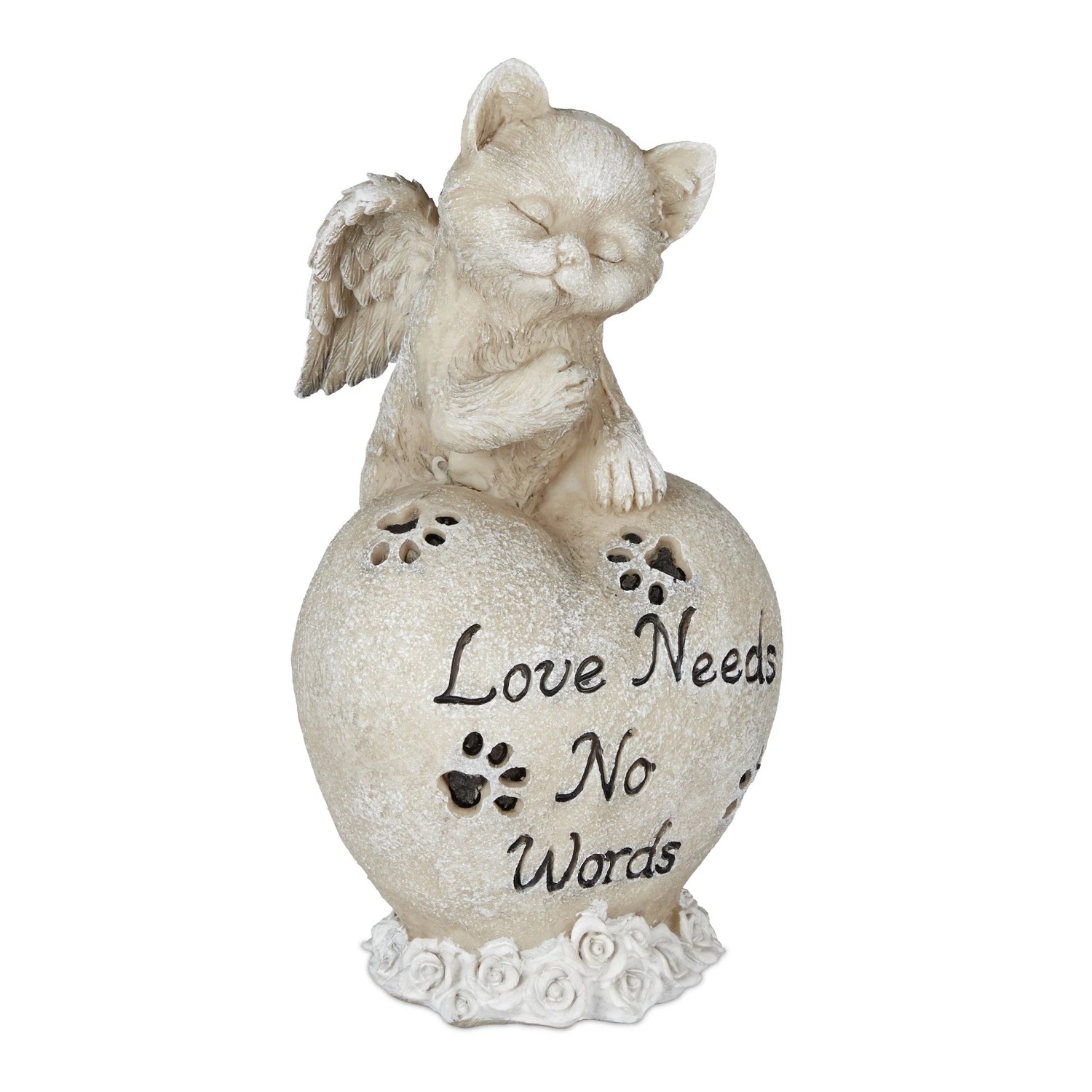 Relaxdays Katzen Gedenkstein Polyresin Creme Wetterfest 20,5 cm x 11 cm x 10 cm