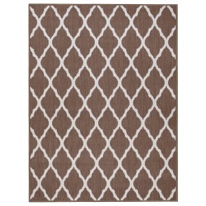 Brauner Primaflor In- und Outdoorteppich mit weißem Rhombus-Muster, 120x160 cm.