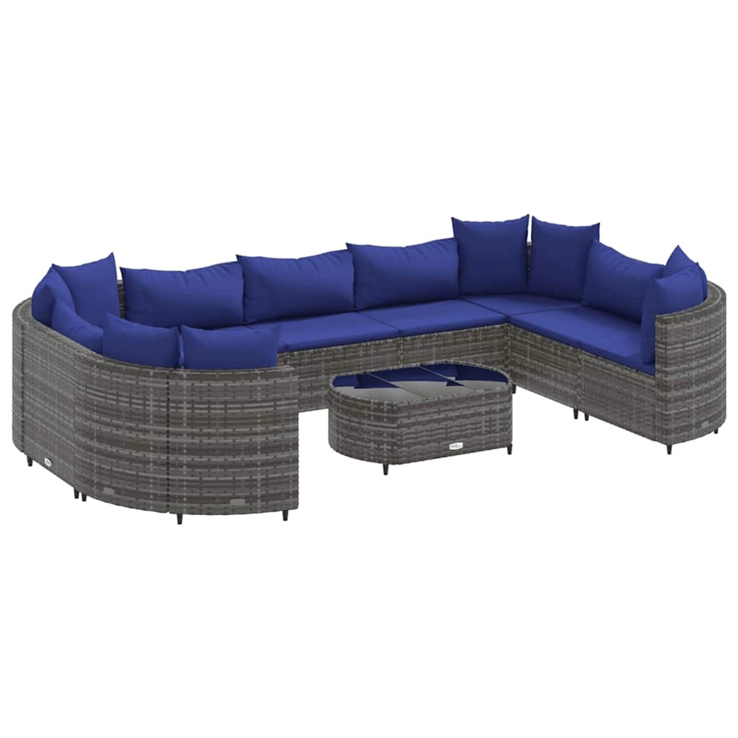 vidaXL 10-Tlg Garten-Sofagarnitur mit Kissen Grau Poly Rattan 3308407 günstig online kaufen