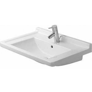 Weißes Duravit Starck 3 Möbelwaschbecken, 70 cm breit, mit Hahnloch und Überlauf.
