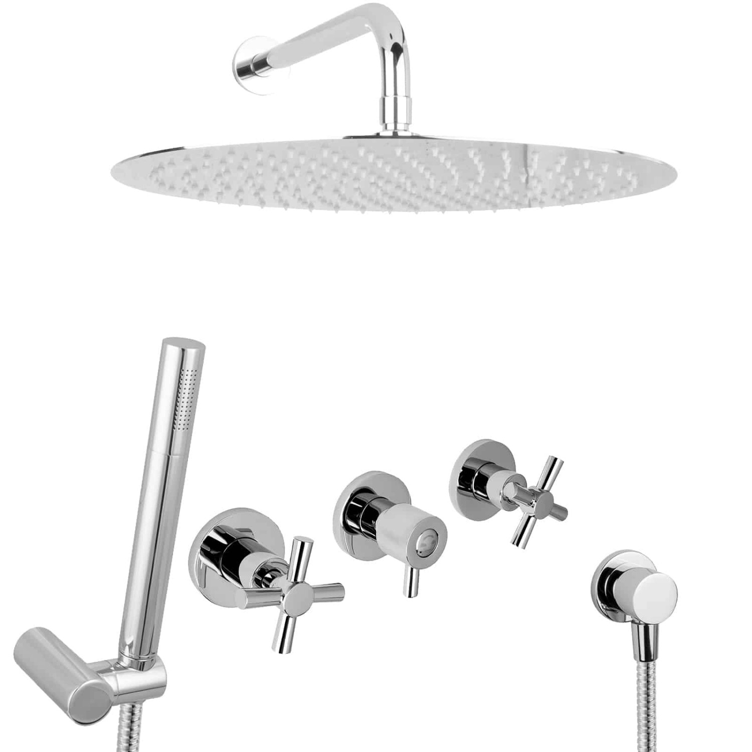 PaulGurkes Tropendusche Duschset Duschsystem unterputz 40 cm Regendusche Messing