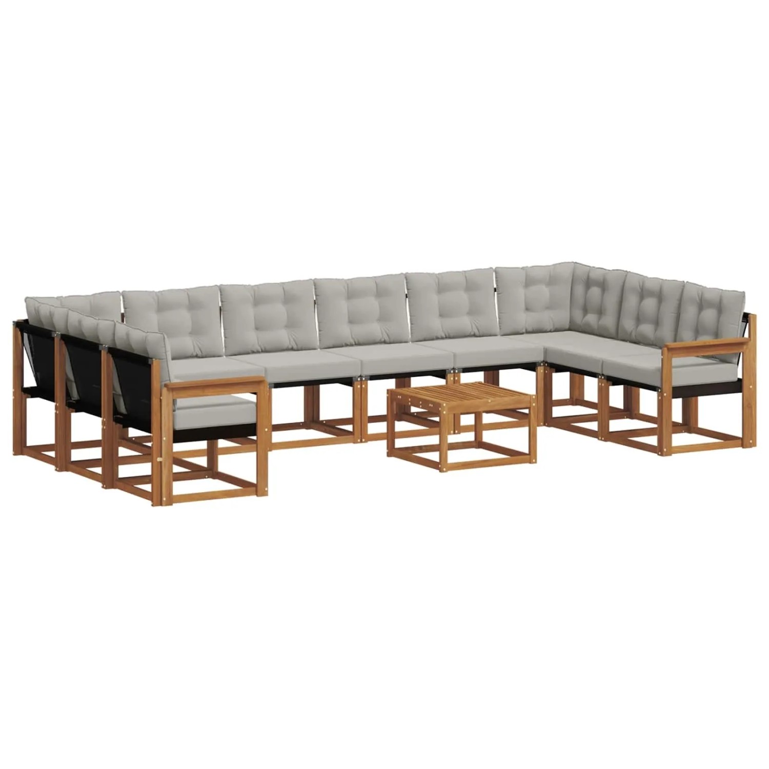 Thumbnail - vidaXL Outdoor-Sofagarnitur mit Kissen 11-Tlg Natur und Hellgrau 3369114