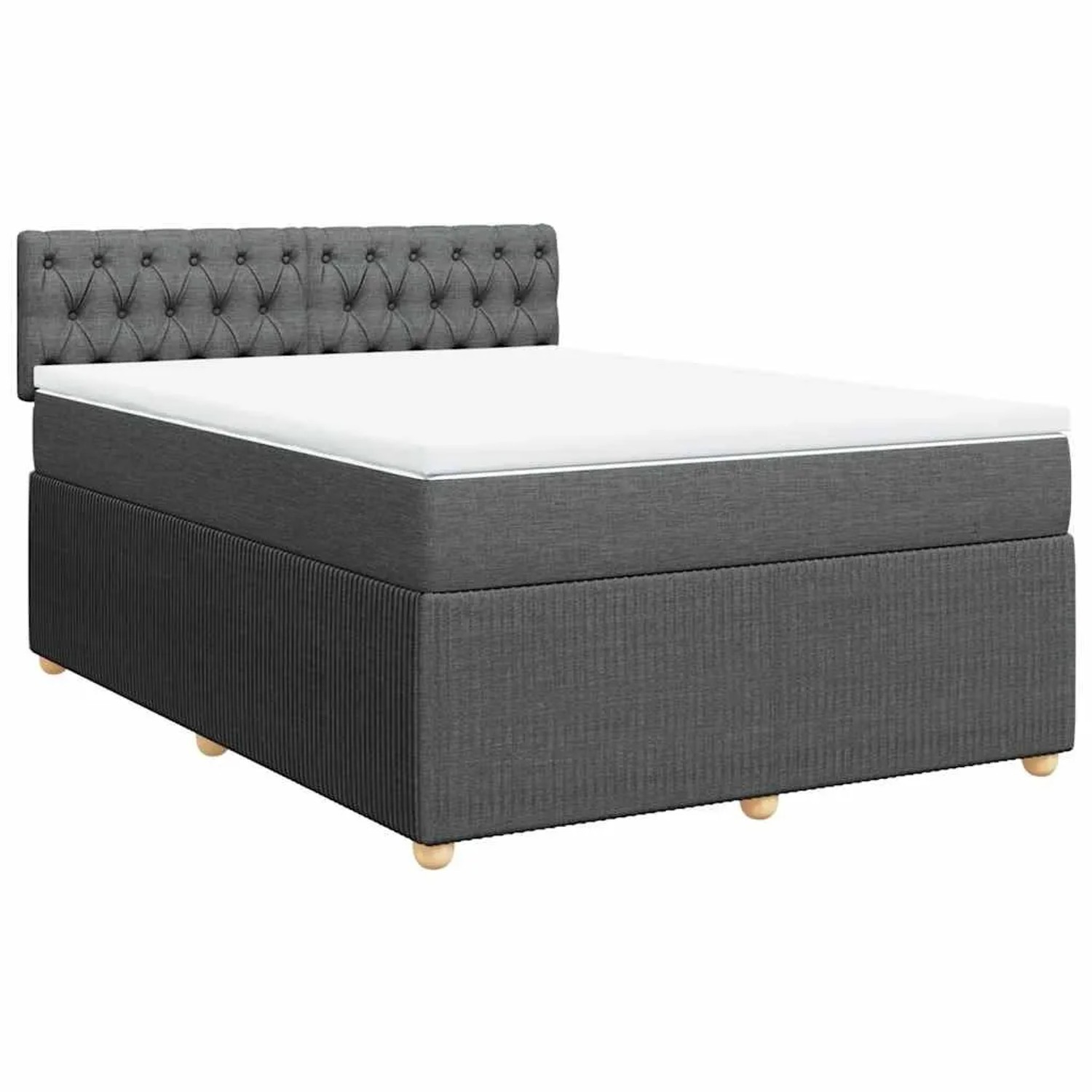 vidaXL Boxspringbett mit Matratze Dunkelgrau 140x200 cm Stoff 3289787