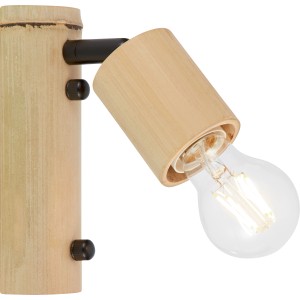 Bavano Spot: Wandspot aus Bambus mit E27 Fassung für natürliches Licht im Innenraum.