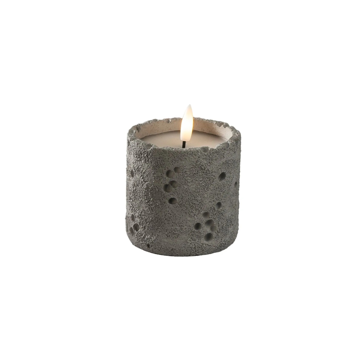 Konstsmide LED Kerze Betonoptik für Innen Ø 8 cm x 7,8 cm Grau