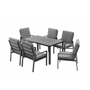 MeXo Garten Essgruppe aus Aluminium für 6 Personen Grau
