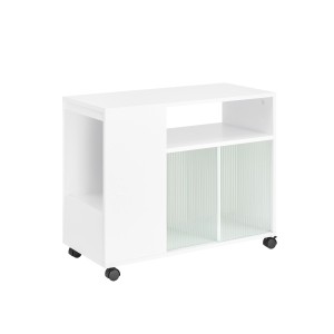 SoBuy Beistelltisch Druckertisch mit Rollen Couchtisch Aktenschrank FBT142-W