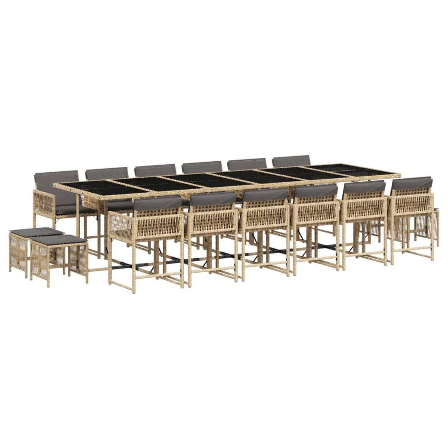 vidaXL 17-Tlg Garten-Essgruppe mit Kissen Beigemischung Poly Rattan 3211548 günstig online kaufen