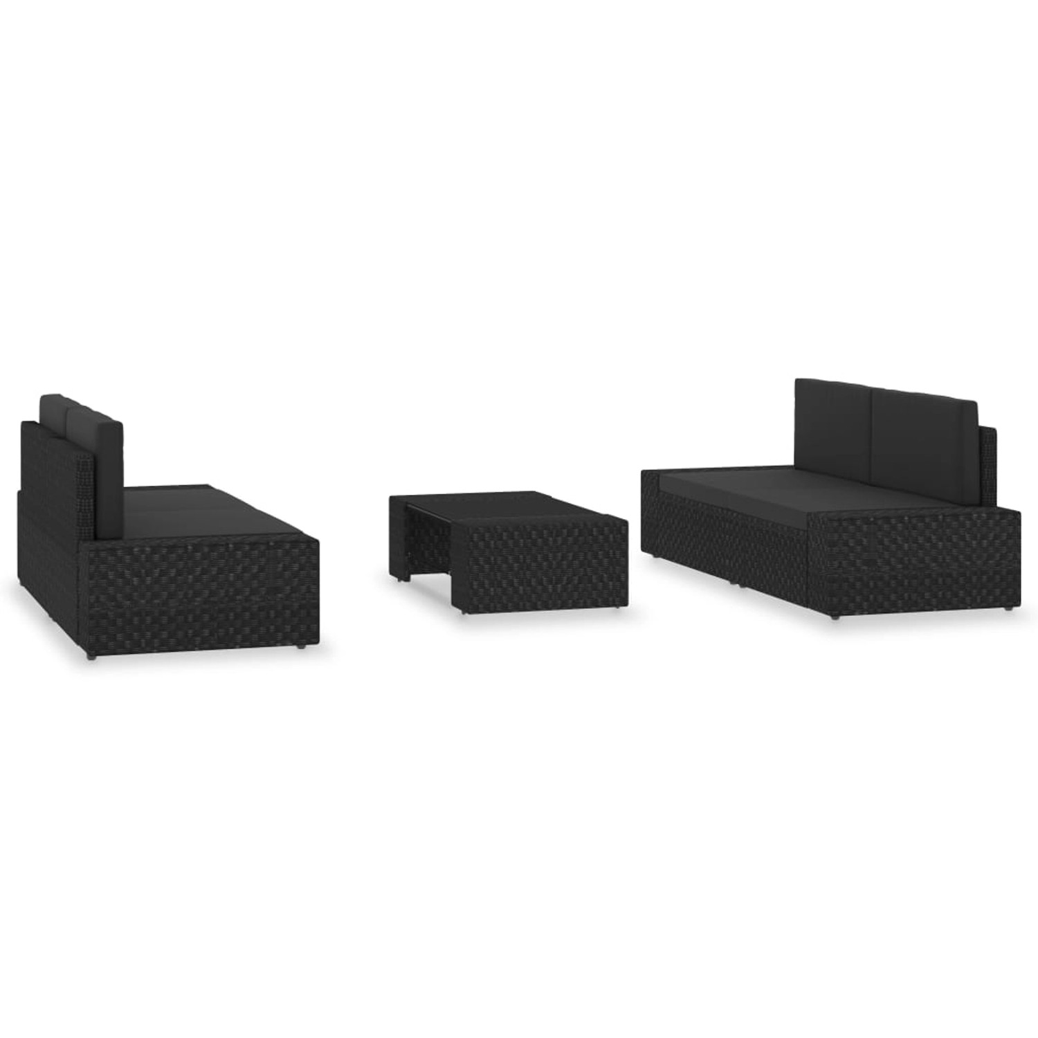 vidaXL 5-tlg Garten-Lounge-Set Poly Rattan Schwarz Modell 1