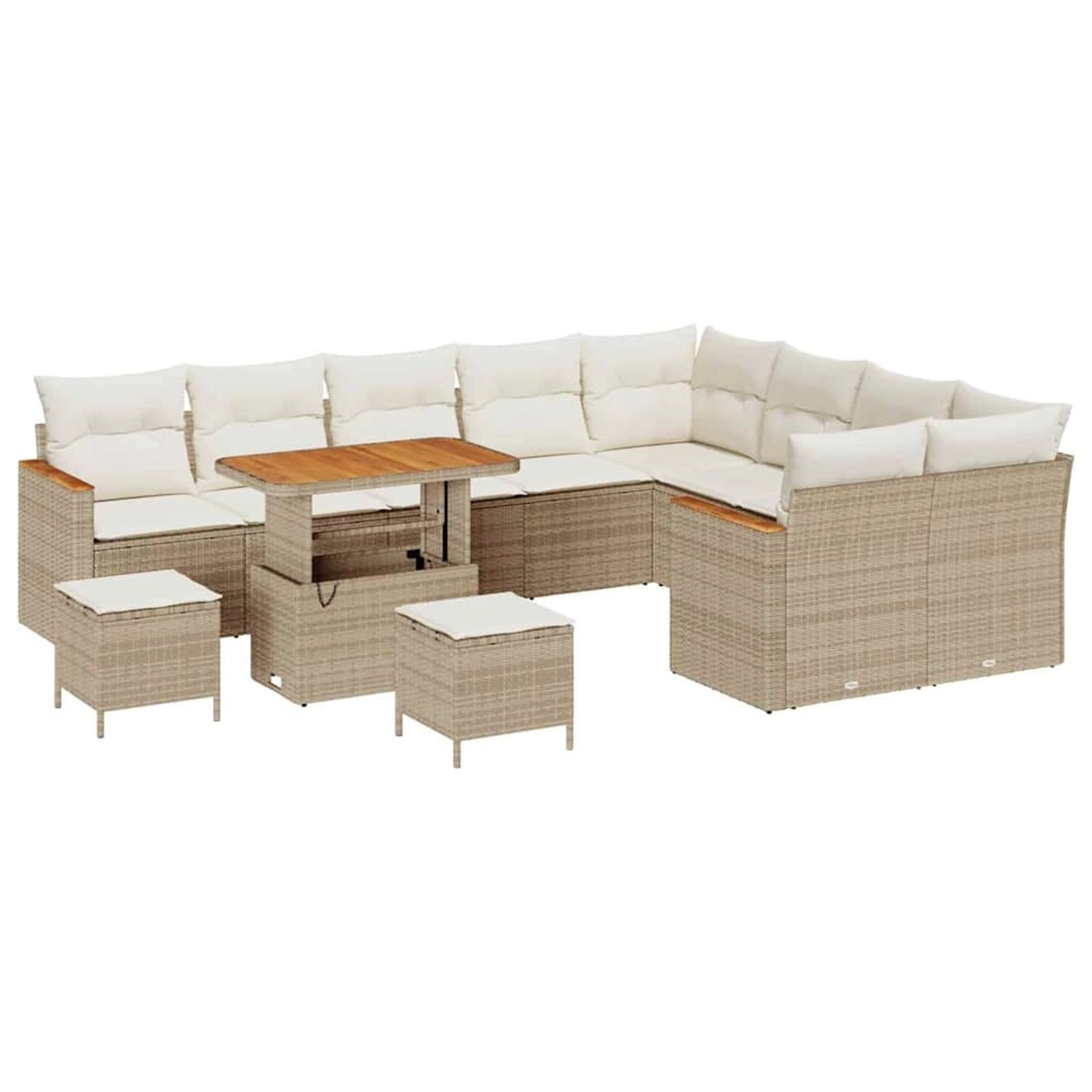 vidaXL Garten-Sofa-Set mit Kissen 12-Tlg Beige Poly Rattan 3363086 günstig online kaufen