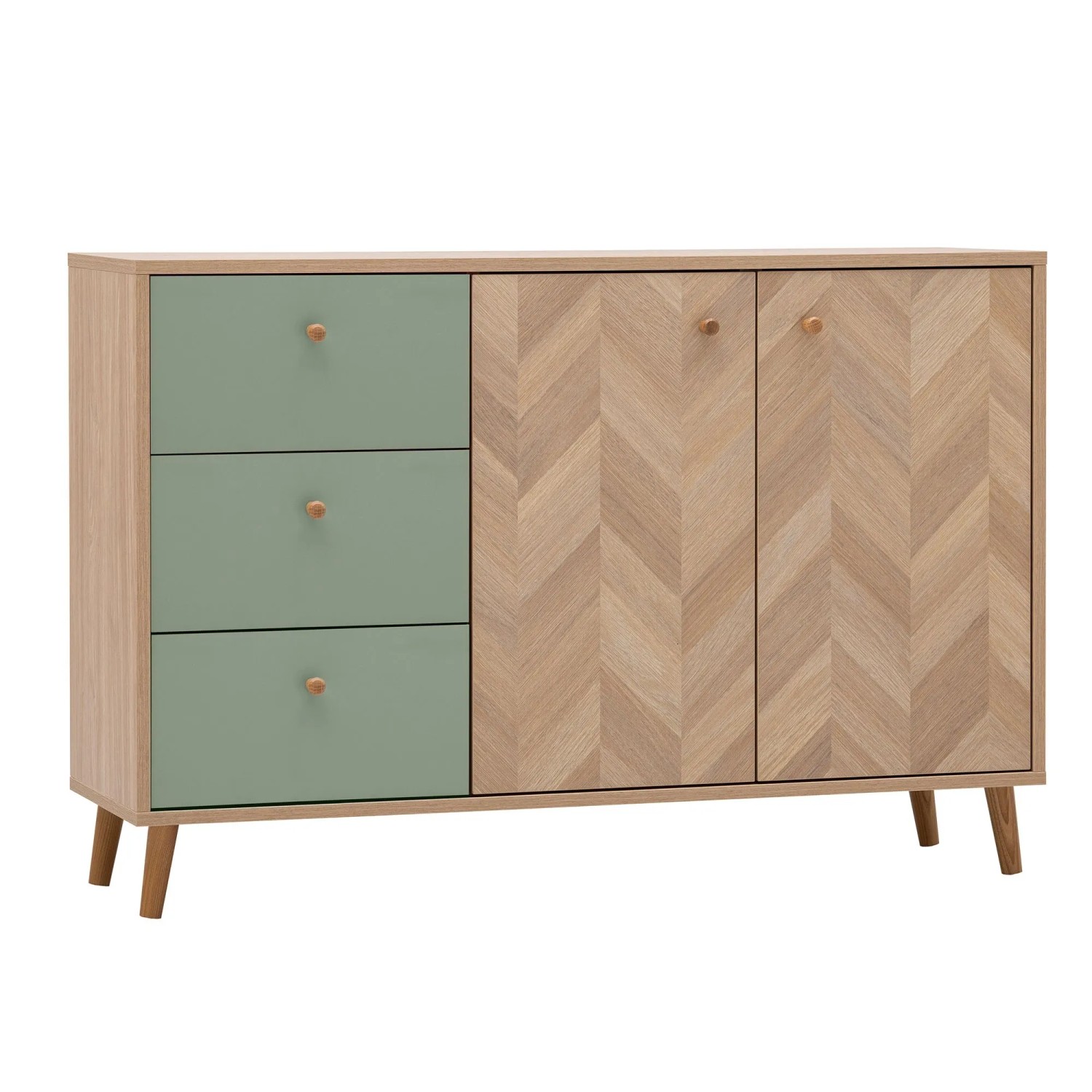 Schildmeyer Sideboard Visby 73,9 cm x 109 cm x 33 cm Pistazie Fischgräte