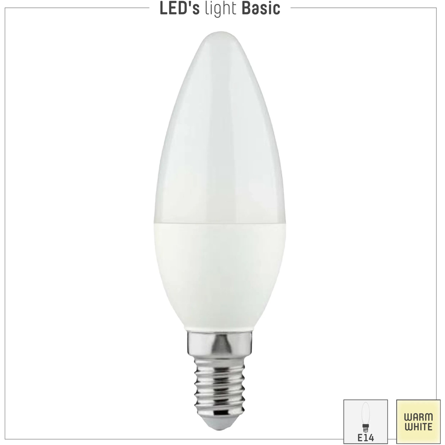 E14 LED Leuchtmittel in Kerzenform, 4,5W, warmweiß für Wohnräume.