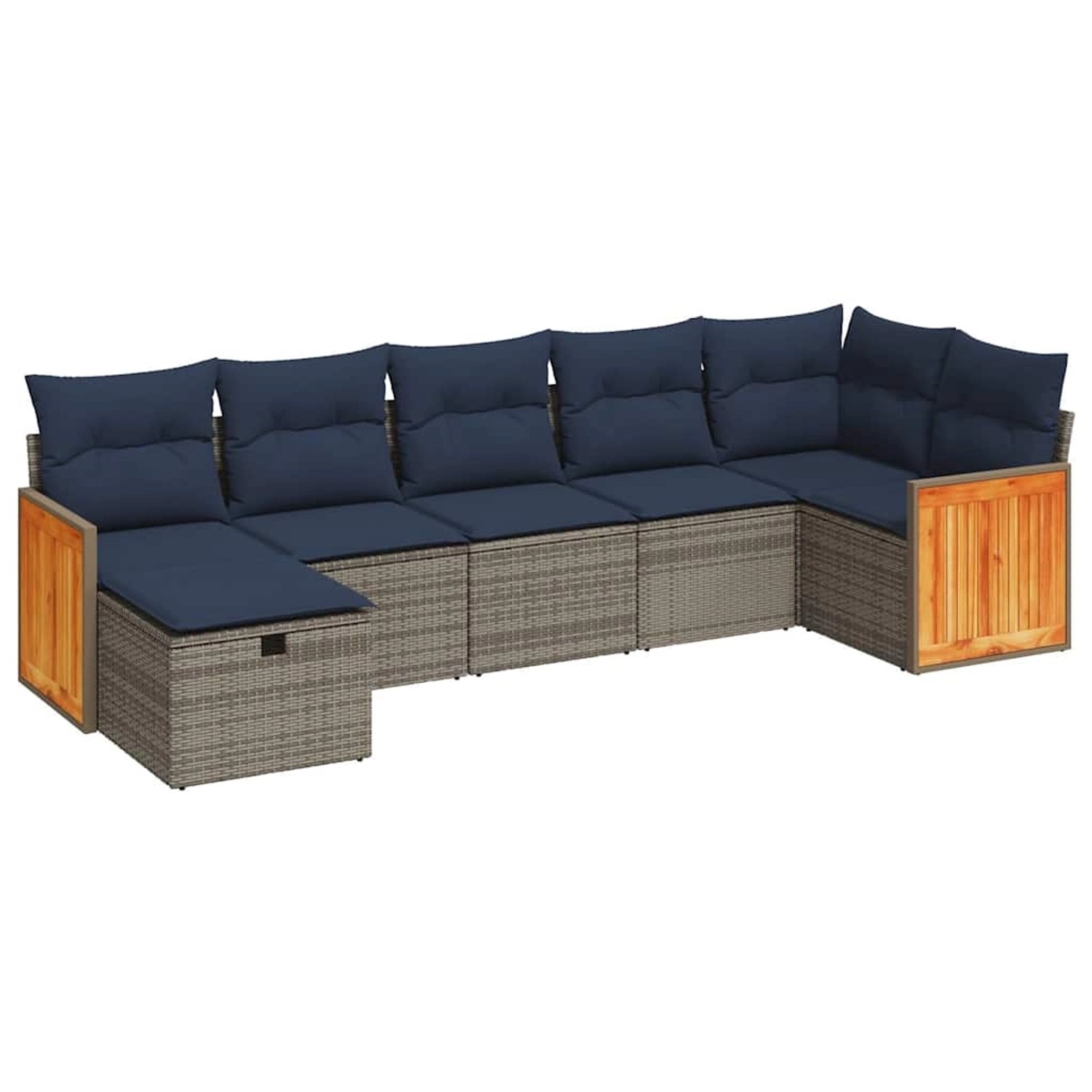 vidaXL 7-Tlg Garten-Sofagarnitur mit Kissen Grau Poly Rattan 3326044 günstig online kaufen