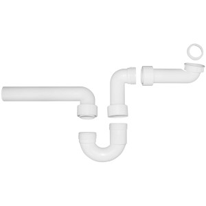 Fackelmann Raumsparsiphon aus Kunststoff für Waschbecken, Abgang 40mm, Anschluss 1 1/2 Zoll.