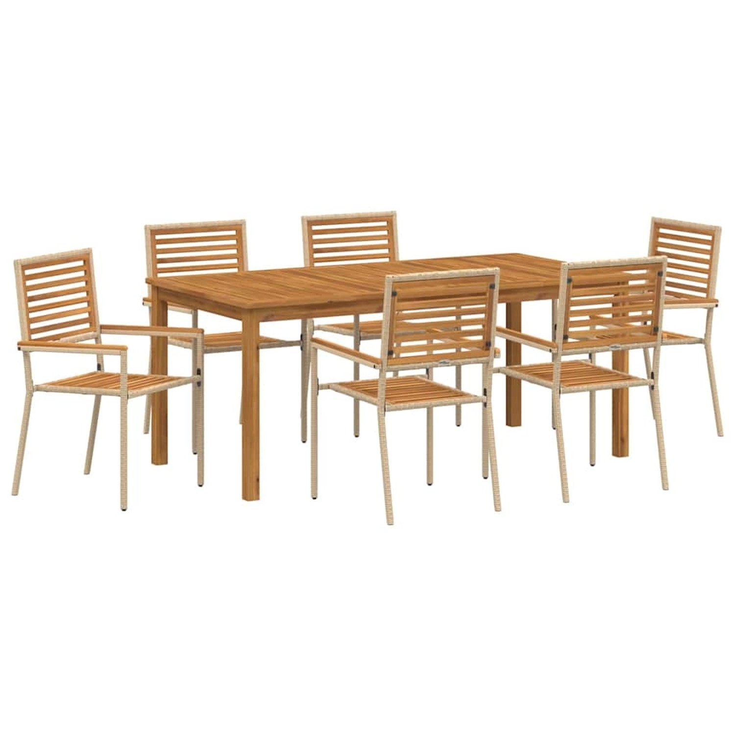vidaXL Garten Essgruppe 7-Tlg Beige Poly Rattan 3365543 günstig online kaufen