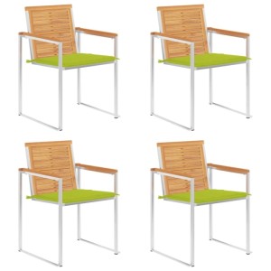 vidaXL Gartenstühle 4 Stk mit Kissen Massivholz Teak 3078565