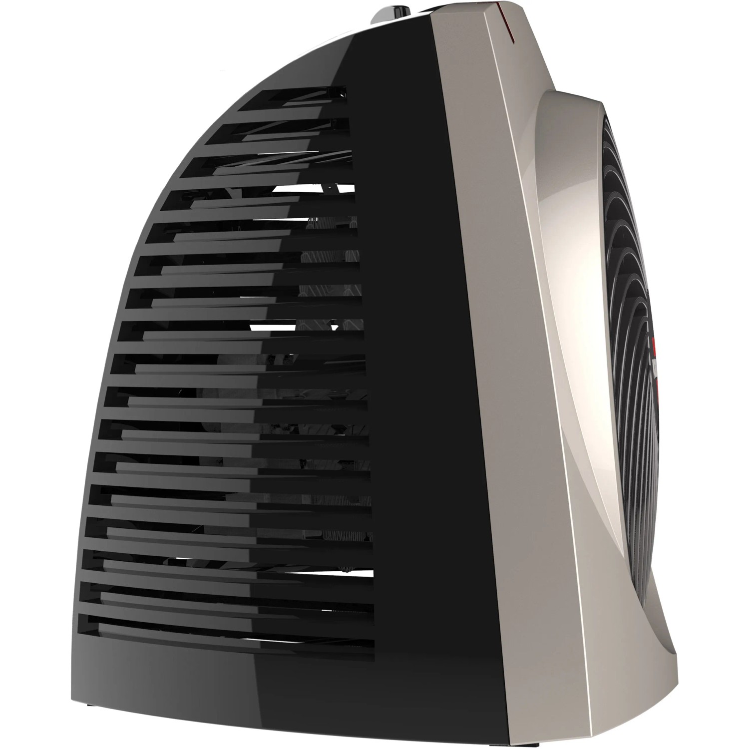 Vornado VH200 Heizlüfter, 2100W, Silber-Schwarz, seitliche Ansicht.