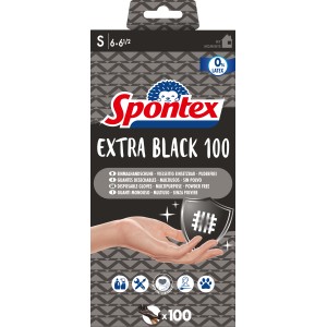 Spontex Einmalhandschuhe Extra Black, 100 Stück, Größe 6, latexfrei, Vinyl, für Haushalt & mehr.