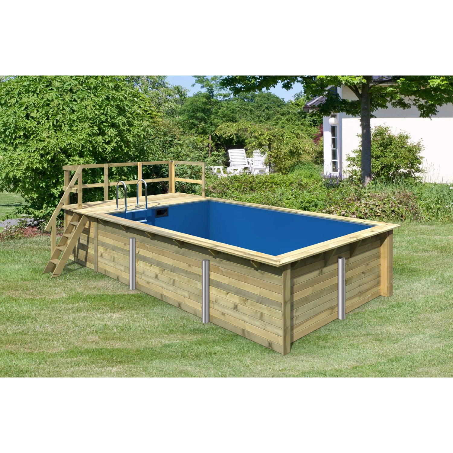 Karibu Pool Gr. 3 inkl. Terrasse KDI Innenhülle Blau