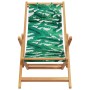 Klappbarer Strandstuhl mit Blattmuster, Holz Eukalyptus, inkl. Kissen. Ideal für Garten & Balkon.