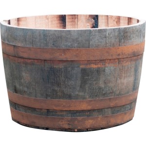 Blumenkübel aus originalem Whiskyfass, Ø 60 cm, rustikal und ideal für den Garten.