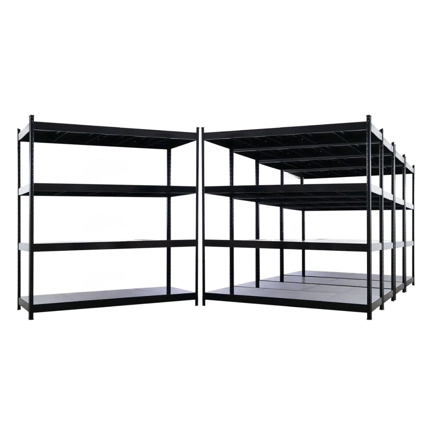 PROREGAL Mega Deal 5x Profi Schwerlastregal Metallböden HERCULES Schwarz 200x200x60cm 4 Stahlplatten-Ebenen Fachlast 400kg Regalsystem