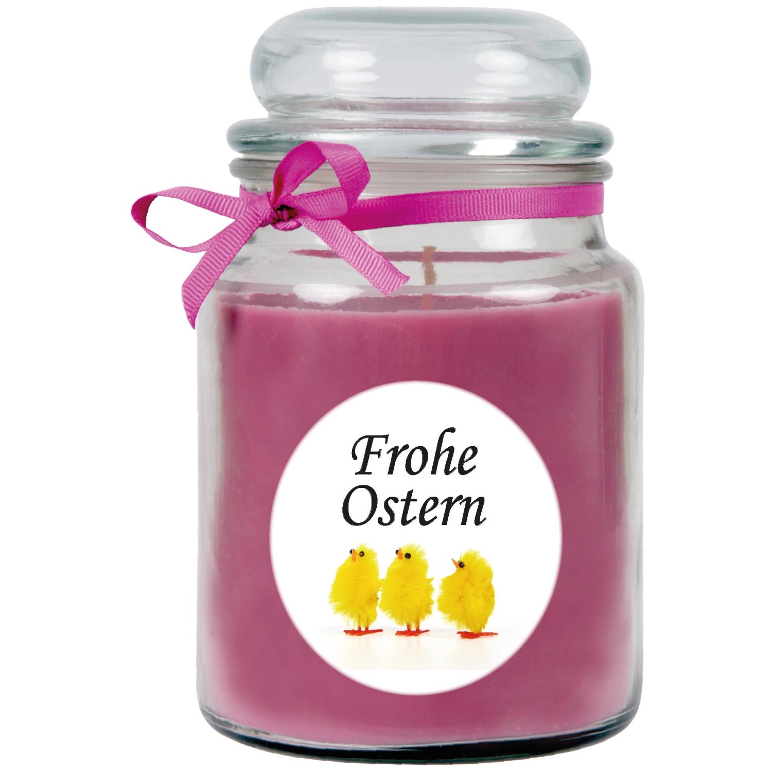 HS Candle Duftkerze & Glas Frohe Ostern Bonbon Ø10 cm Lavendel Küken günstig online kaufen